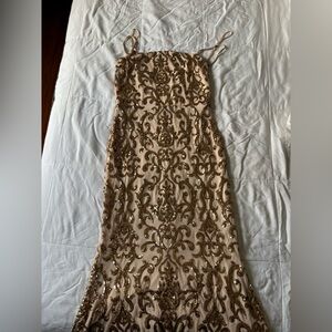 Elegant Gold Embellished Dress